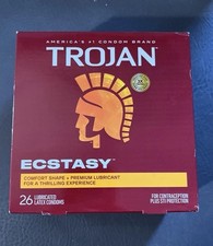 Trojan Ecstasy Lubricated Latex Condoms 26 Count Comfort Shape Premium Lubricant