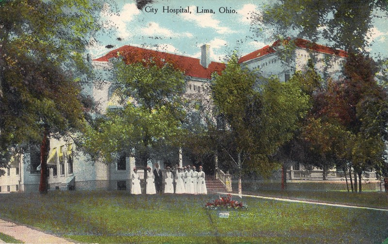 Lima OH City Hospital 1910 Vintage DB Postcard NURSES *