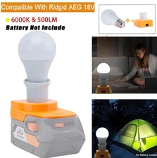 Outdoor Emergency LED Work Light Camp E27 Bulb For Ridgid AEG 18V Li-ion Battery