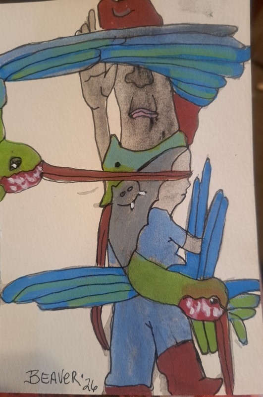  Surrealistic Abstract Original Paintings By Beaver  "Humming Birds"