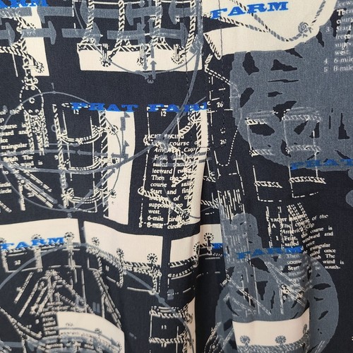 Phat Farm Casual Button Shirt Men's XXL Blue Gray All Over Print Pulleys Diagram - Picture 12 of 15