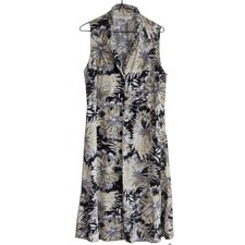 VTG Ingenuity Women's Size 10 Black Grey Yellow Floral Sleeveless Button Up