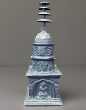 Rare And Collectible Ancient Kushan Empire Silver Stupa With Buddha Images