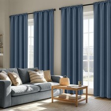 Blackout Curtains 4 Panels Sets Stone Blue 84 Inch Length, Top and Bottom Rod...
