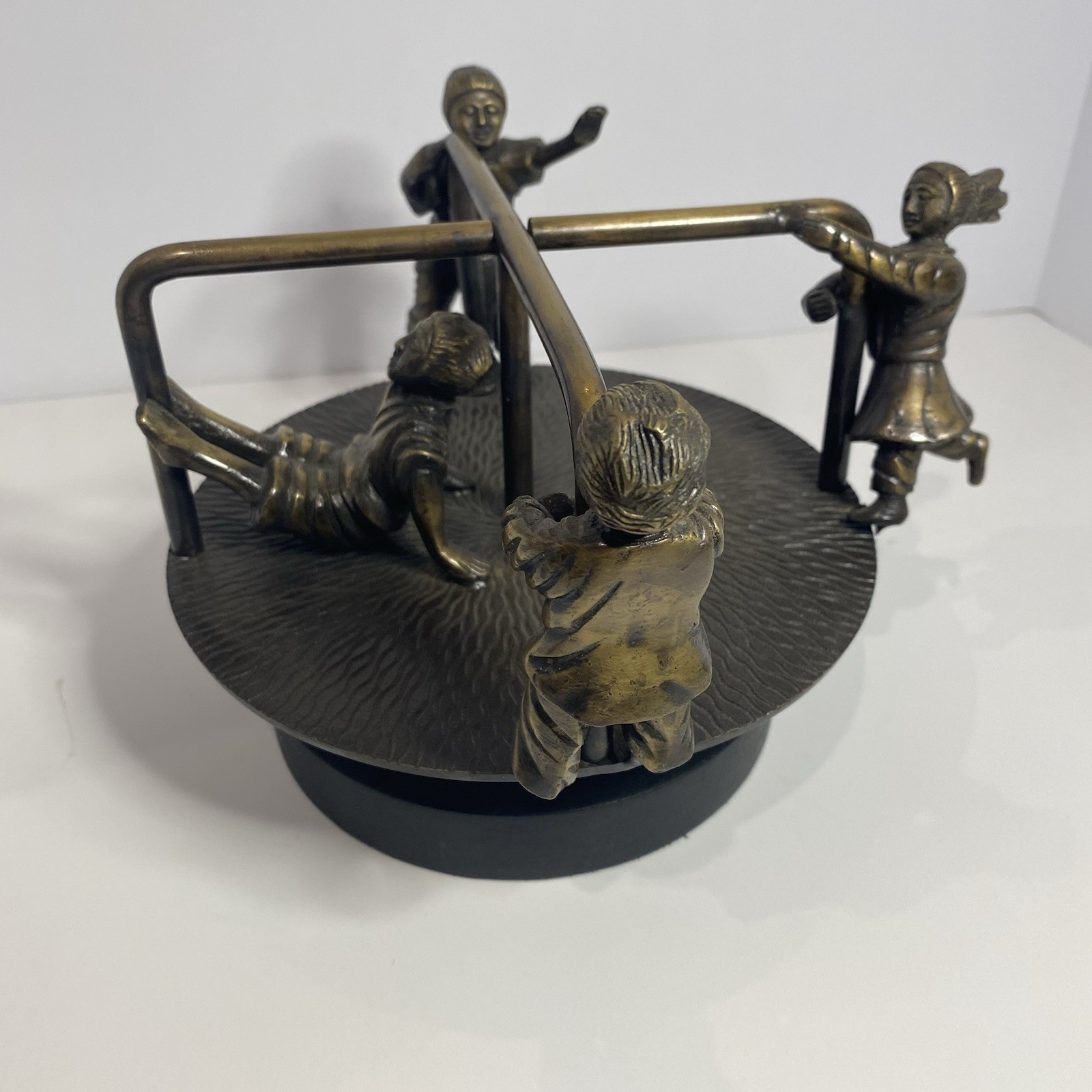 Vintage Solid Brass Merry Go Round Carousel Sculpture 8” 6lb Kids Figurine