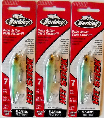 Lot of 3 BERKLEY HIT STICK 7 Jerkbaits in STEALTH MINNOW color
