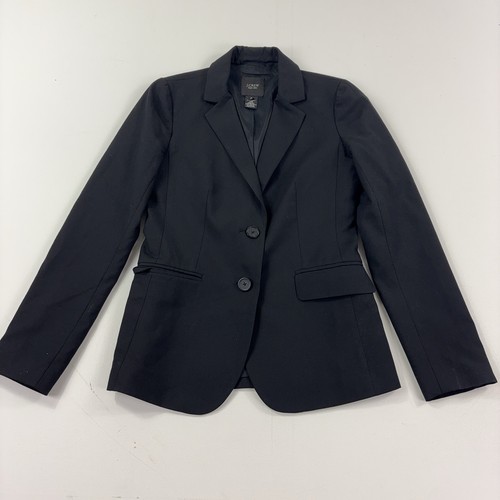 J.Crew, J.CREW Blazer Womens 2 Black Super 120's Wool Lined Two-Button Tailored Jacket