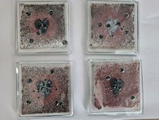 Glass Coasters Set Of 4 Hearts Fused Glass