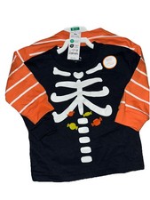 18M Carter's 2 Pack long sleeve halloween t-shirts Skeleton / Orange Stripe