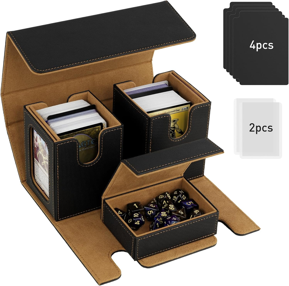 MTG Deck Box, Commander Deck Case Fits 200+ Double-Sleeved Cards, Magnetic  Leath