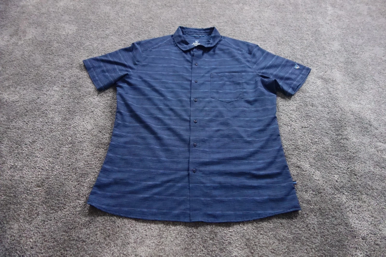 Kuhl Shirt Mens XL Blue Button Up Stealth Snap Lightweight Outdoors Hiking
