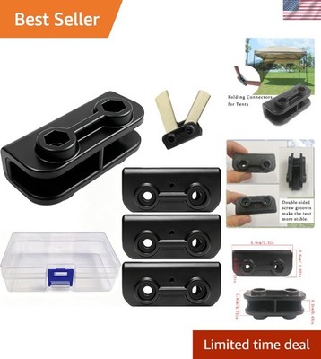 Black Rectangular 2-Way Canopy Connector Parts - Easy Installation, 4Pcs Set