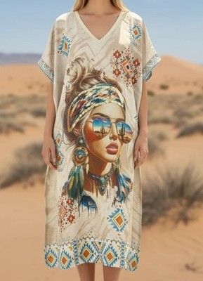 Hippie Ethno Kleid Gold Glitzer Oversized Midikleid Traumfänger  38,40,42,44 Neu