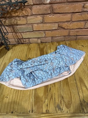 Alexis Women s small Blue Lace Taza Off The Shoulder Crop Top Shirt
