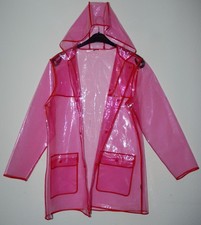 PU Damen Glanz Regenjacke + Kapuze Regen Jacke Mantel 42-44/Med-Large