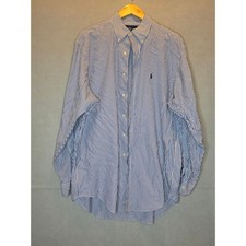 Ralph Lauren Yarmouth Mens 16.5 35 Blue White Striped Pinpoint Oxford Shirt