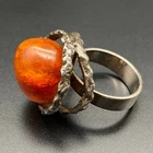 Vintage Einer Fehrn Modernist Amber Sterling Silver Dimensional Ring Size 7.5