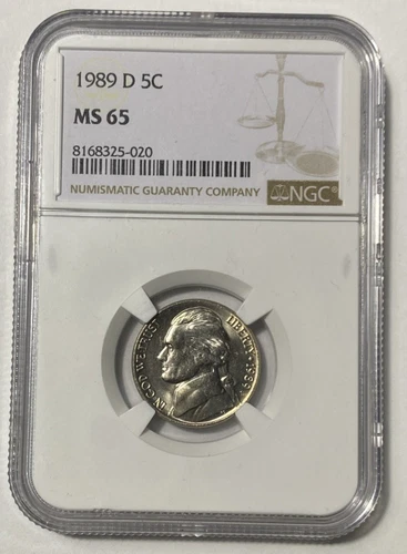 🔥 1989 D Jefferson Five Cents Nickel 5C NGC MS 65 🔥