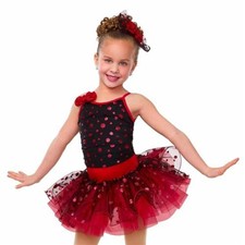 Dance Costume Medium Child Red Curtain Call E1133 Jazz Glitter Tutu
