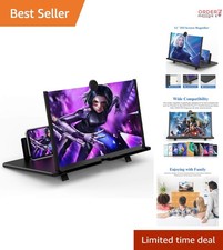 12 Inch Phone Screen Magnifier 3D HD Enlarger Foldable for Movies Video Gaming