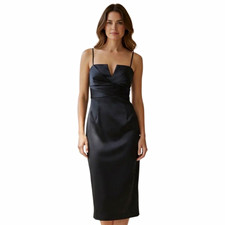 WHBM Satin Empire Waist Cocktail Little Black Dress LBD Size 6