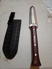 CFK Custom Dagger Knife Full Tang, Double-Edged Blade, Wood Handle, Kydex Sheath