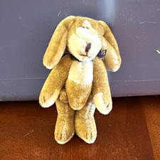 Mini Brown/Beige Stuffed Dog Plush w/ Blue Ribbon Collar