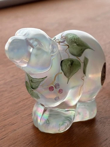 Vintage Fenton Woodland Frost Polar Bear Figure Hand Painted Signed by S.Miller