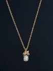 Vtg 1960s LIND 14K Gold Electroplated Pendant Necklace w 2 Clear Zirconiums — photo 2