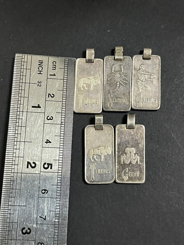 5 x SRM Stanley Robert Mitchell & Co Cragside Vintage Silver Zodiac Pendant 25g - Foto 3 di 3