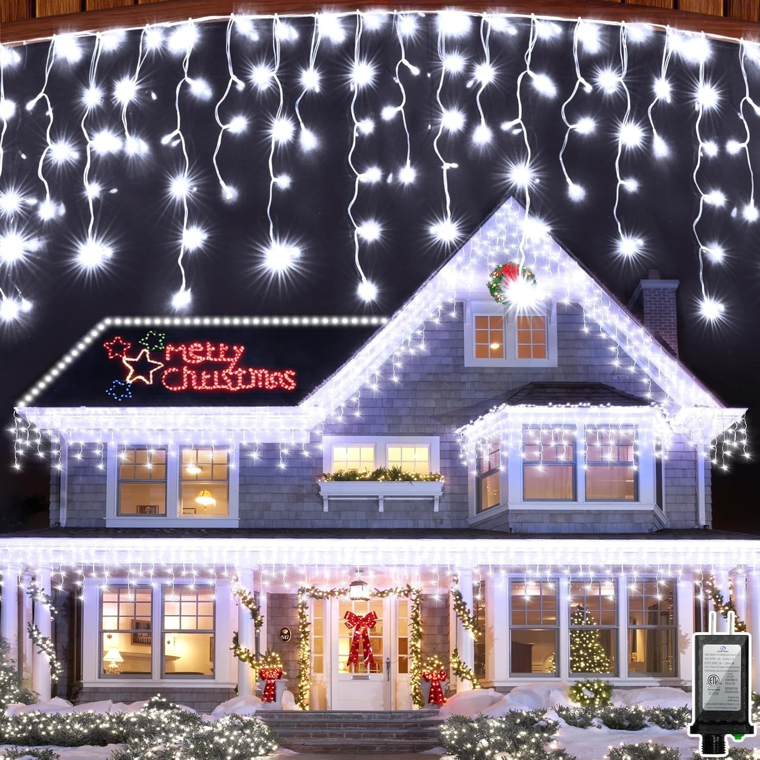 164FT 1620 LED Outdoor Christmas Lights - 360 Ice Drops, 12 Pro Modes with Ti...
