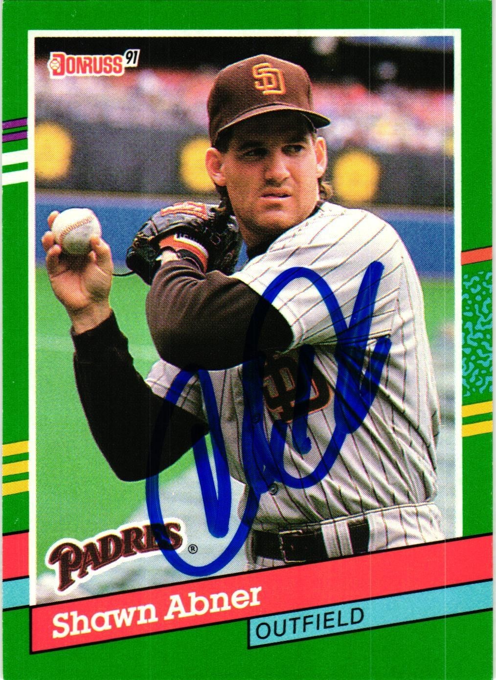 SHAWN ABNER #458 Signed 1991 Donruss MLB Baseball Card AUTO PADRES