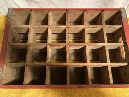 Vintage 1970s COCA COLA 24 bottle WOODEN CRATE COKE WOOD CARRIER GOOD CONDITION
