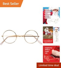 Durable Gold Costume Glasses - Stylish Round Spectacles for Holiday Celebrations