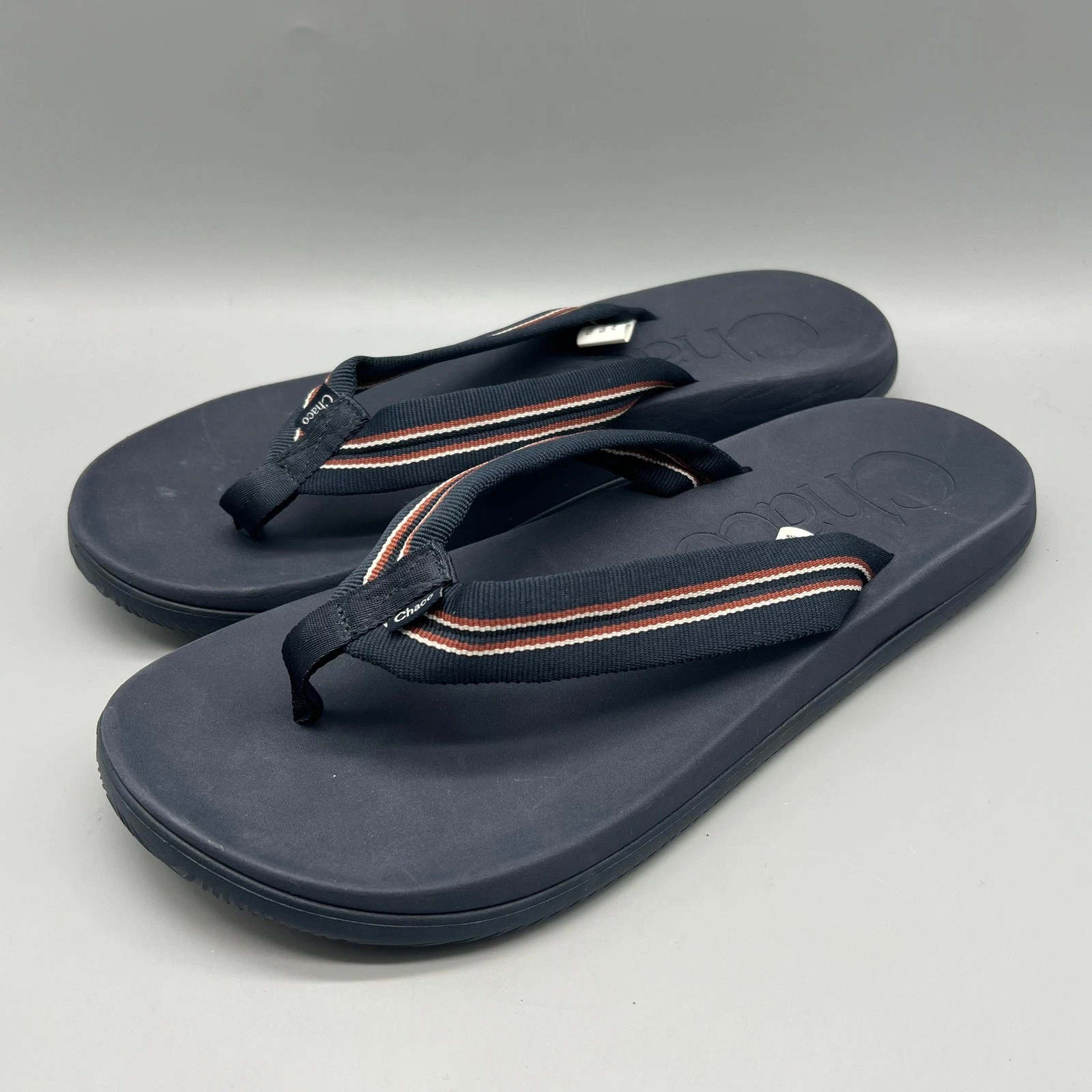 Chaco Chillos Flip Navy Blue Striped Men's Sandals Size 13 JCH108039