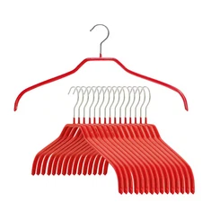 Mawa, 41F Silhouette Steel Anti-Slip Clothing Hanger, Set of 15, Red