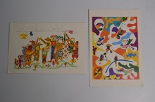 2 Vintage Air France UNICEF Menus Aviation Europe Souvenir UNITOURS 1974 Flying