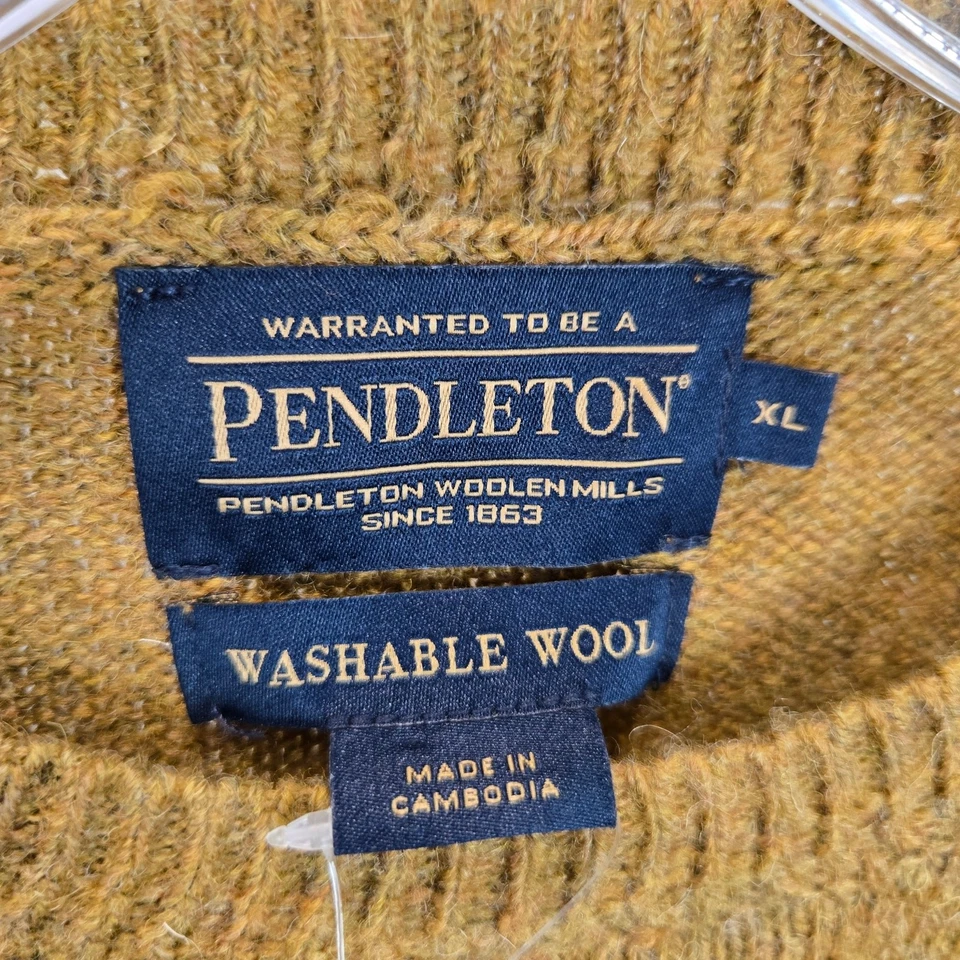 NWT Pendleton Washable Shetland Wool Pullover Sweater Honey Yellow Tan XL - Image 2 of 4