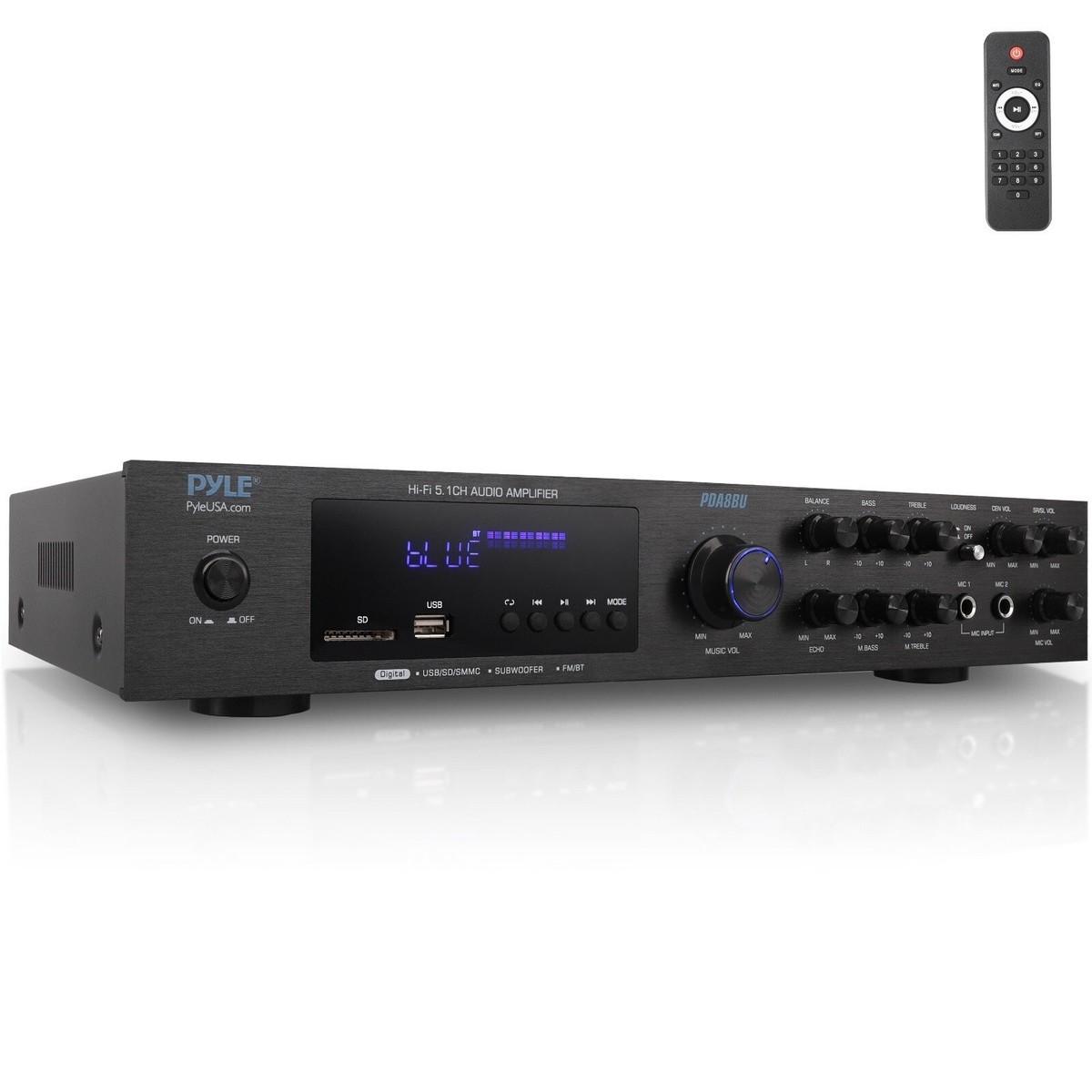 Pyle Channel Audio Amplifier Built-in Bluetooth Wireless Audio
