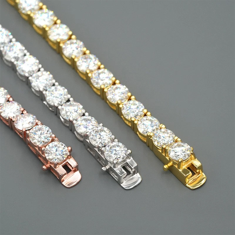 Cadena de tenis de moissanita real VVS1 D 5 MM ¡Probador de diamantes de pase de plata 925! 24 pulgadas Foto 3 de 4