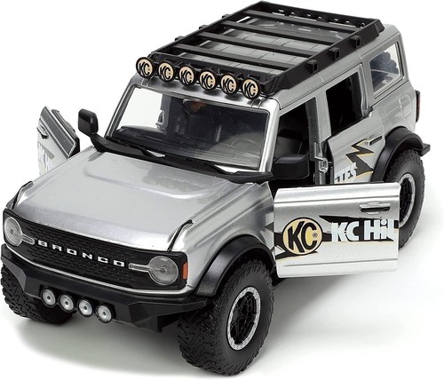 Jada Toys Just Trucks 1:24 2021 Ford Bronco Die-cast Car Gray with Tire Rack,... - 第 1/8 張圖片