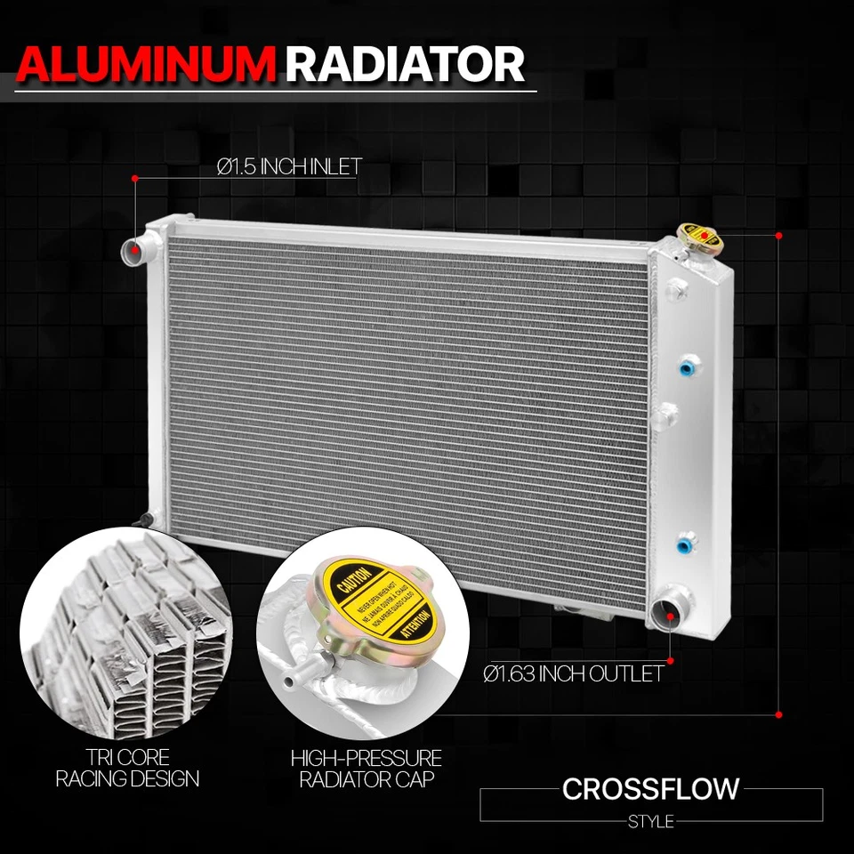 Radiador de alumínio desempenho 3 fileiras para caminhonete 72-90 Chevy Chevelle C/K - Imagem 2 de 4