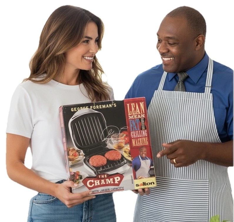 George Foreman Vtg 1998 The Champ Lean Mean Grilling Machine (New Old Stock)