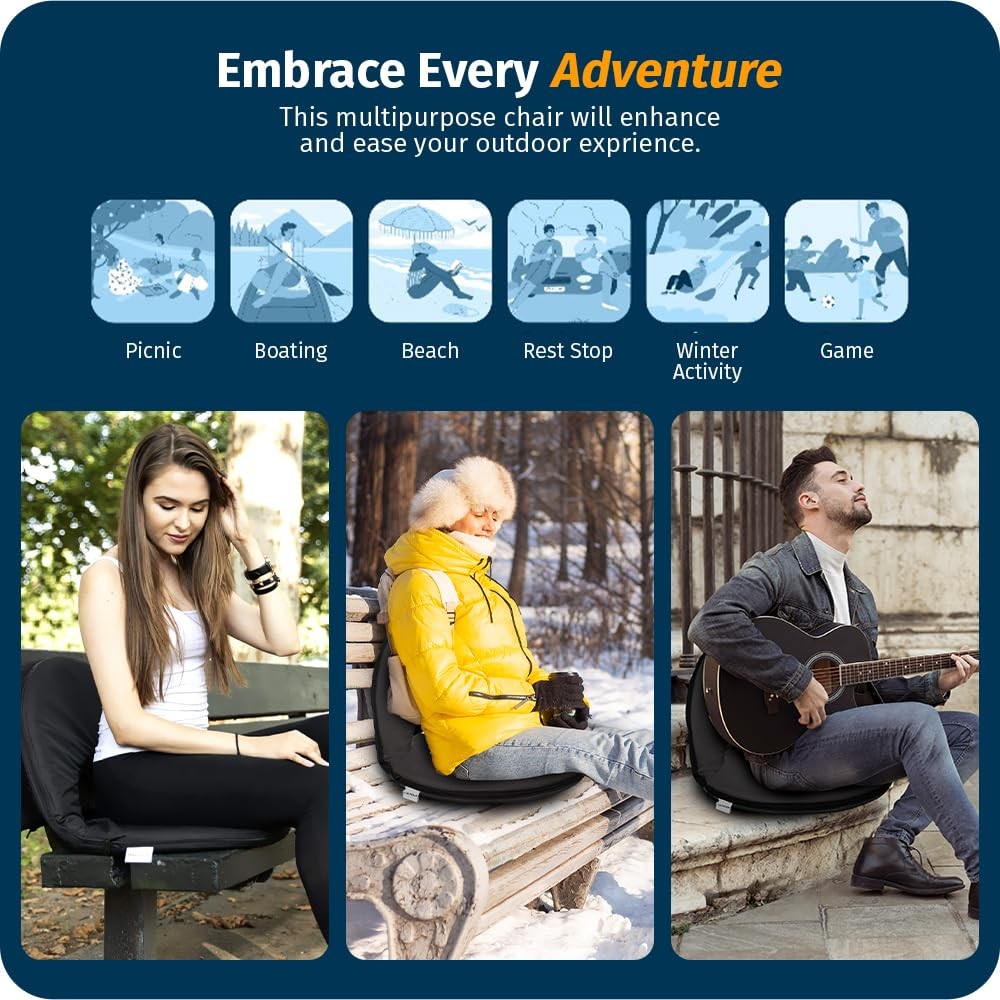 Alpcour Folding Stadium Seat Deluxe Outdoor Camping Reclining Waterproof Cushion