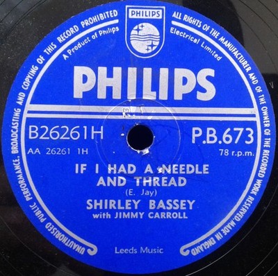 Shirley Bassey With Jimmy Carroll - If I Had A Needle And Thread / Tonight My...