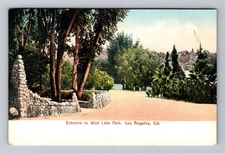 Los Angeles CA-California Entrance To West Lake Park Vintage Postcard Old Post