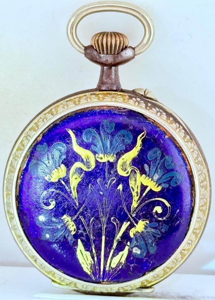 Antique 19th Century Enamel Gilt Pocket Watch – Hand-Painted