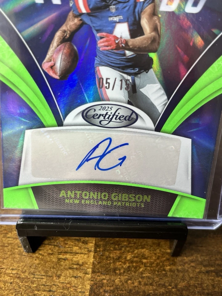 2025 Panini Certified Antonio Gibson Mirrors Lime Green Auto /15 SSP Patriots - Image 2 of 4