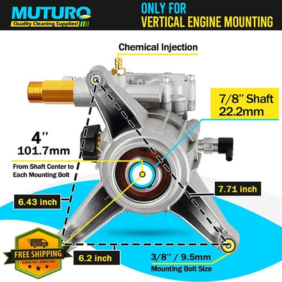 #ad MUTURQ Pressure Washer Pump 7 8quot; Shaft 3000 PSI 2.5 GPM Vertical Replacement $74.99