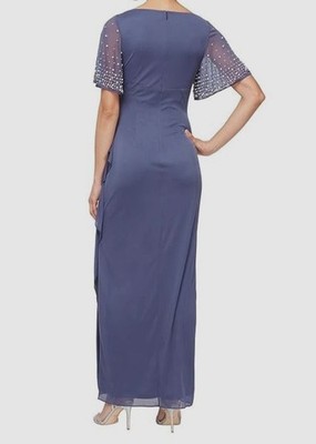 alex evenings flutter sleeve dress ZAPAKA Women 1950s Swing Dress Black Long Sleeves Velvet Vintage Dress